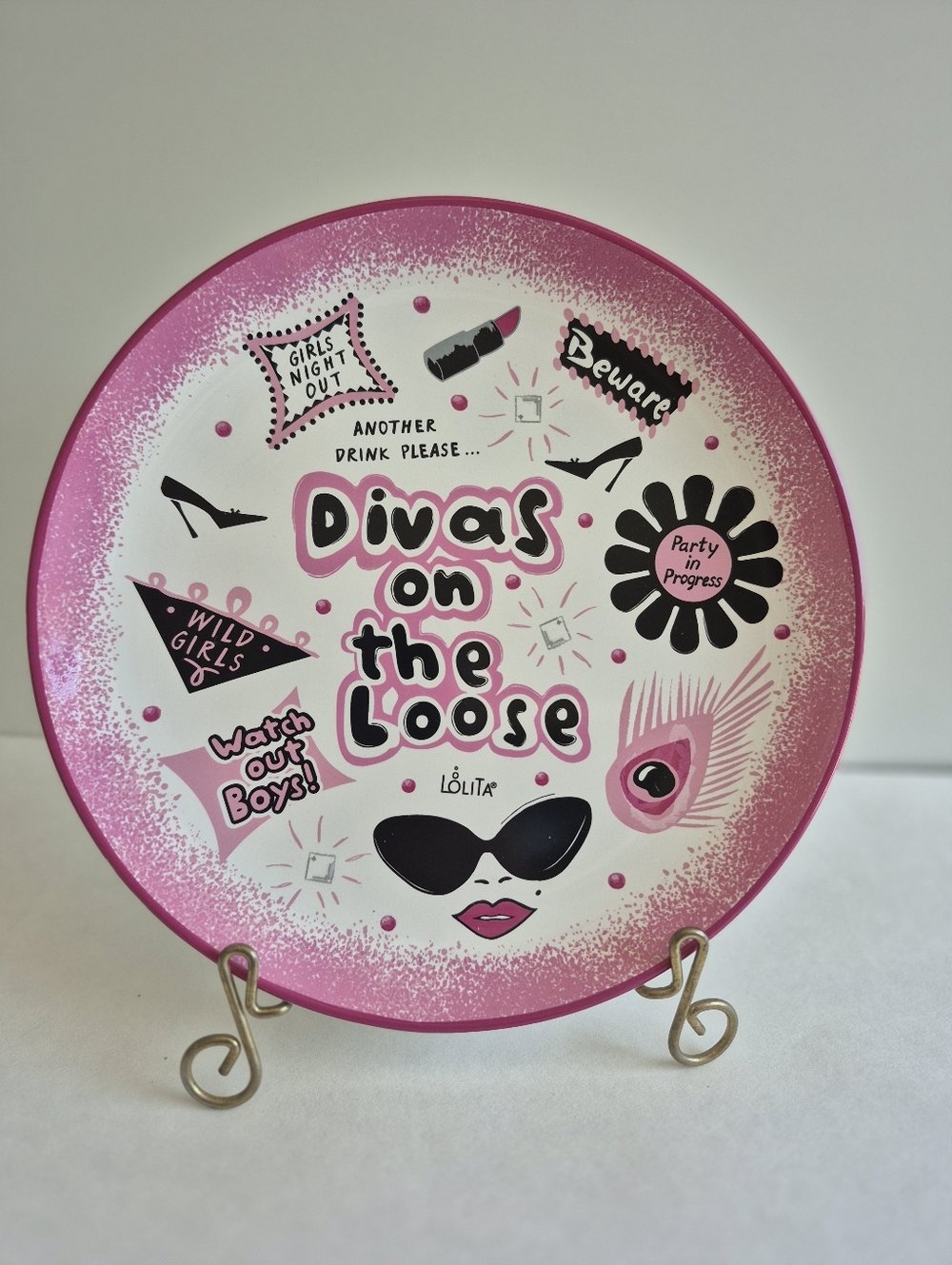 Lolita Pink and Black "Divas on the Loose" Decorative Plate